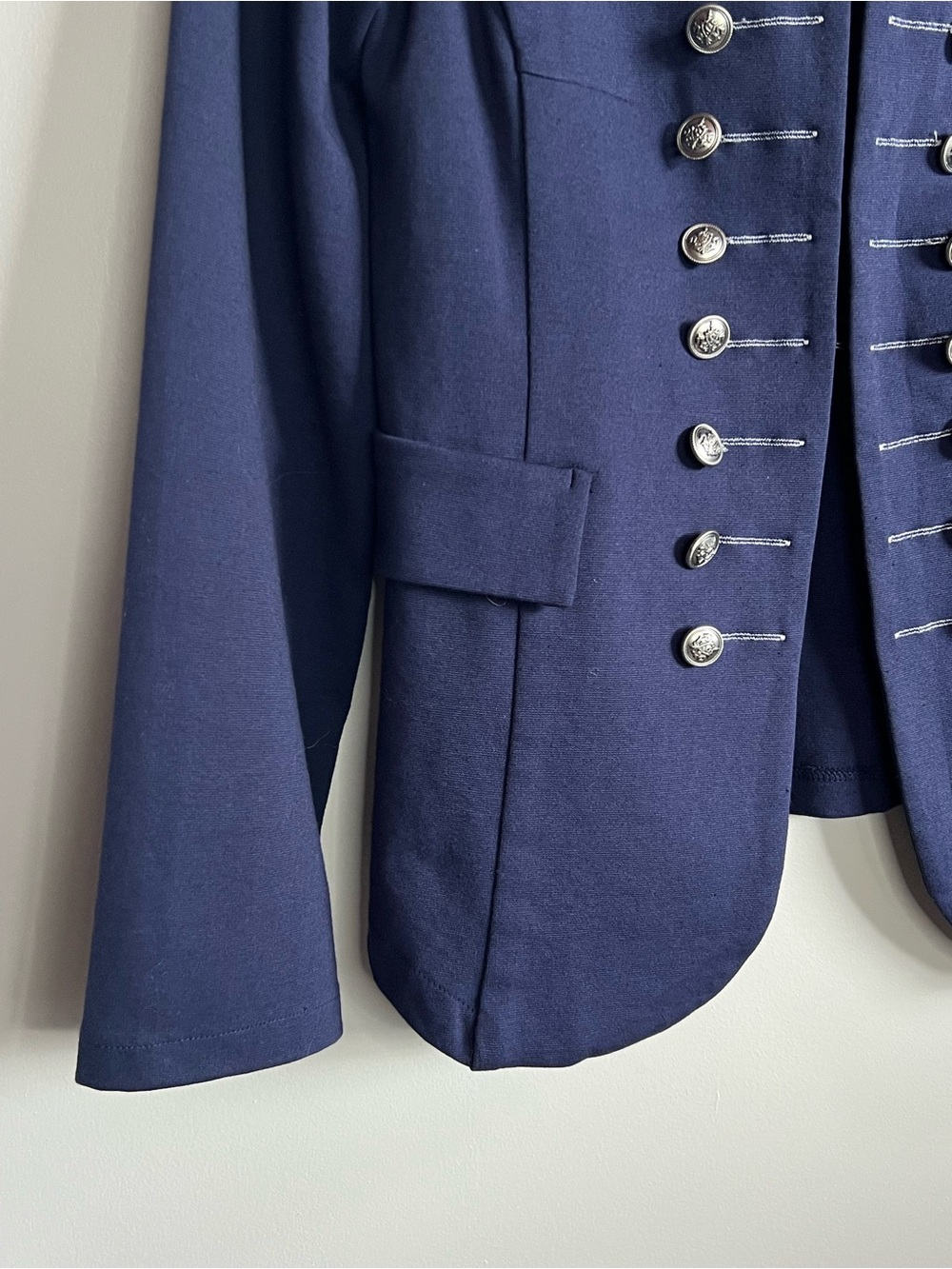 Mark Military Style Blazer Jacket Blue Silver Button Career Women Medium - Picture 3 of 12